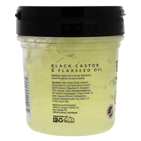 Eco Professional Black Castor And Flaxseed Oil Hair Styling Gel 236ml